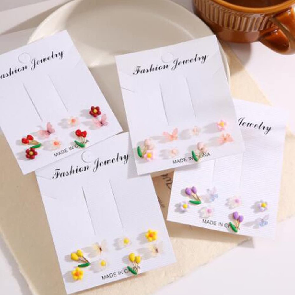 Colorful Fruit Butterfly Flower Earrings Set of 16 Creative Small Jewelry Card Earrings Set
