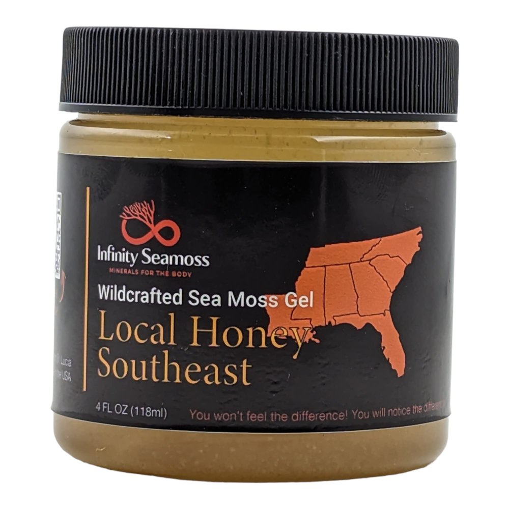 Infinity Seamoss - Sea Moss Gel + Southeast Local Honey | St. Lucia Wildcrafted Sea Moss | 100% Organic (4oz)