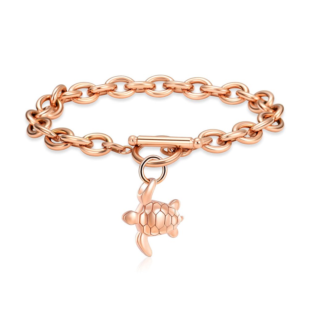 Urn Bracelet Cremation Bracelet for AshesCremation Jewelry Urn Bracelet for Ashes Stainless Steel Sea Turtle Cremation Keepsake Memorial Urn Bangle for Pet,Rose Gold,22cm