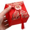 20pcs Wedding Candy Boxes Chinese Style Wrapping Box with Tassel Paper Treat Boxes Party Treat Containers Wedding Engagement Party Favors Red 3X3X2 Inches view 3