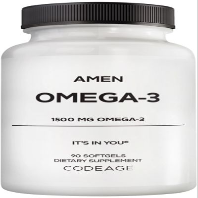 Amen Omega-3 Supplement - 1500mg High-Potency Daily Omega 3 - EPA and DHA Fatty Acids Fish Oil - 45-Day Supply - Fatty Acid Supplements - Fish Oil Pills - Non-GMO - 90 Soft Gels Capsules