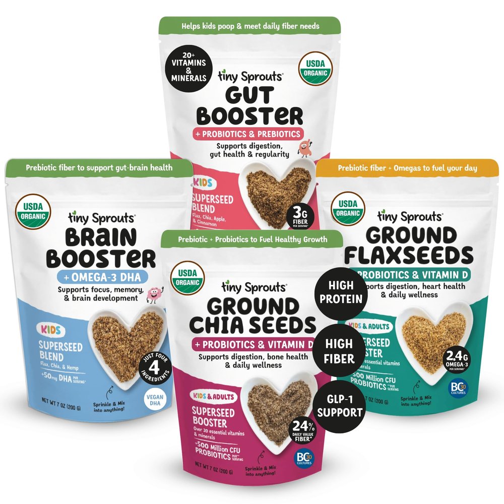 Tiny Sprouts Superseed Variety Pack | Brain, Gut, Flax, & Chia Boosters