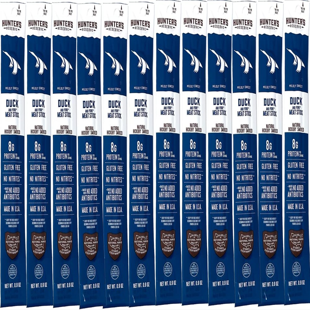 Hunter's Reserve - Exotic Meat Trail Sticks - Adventure You Can Taste - Wild Game Jerky Sticks (DUCK, 12ct)