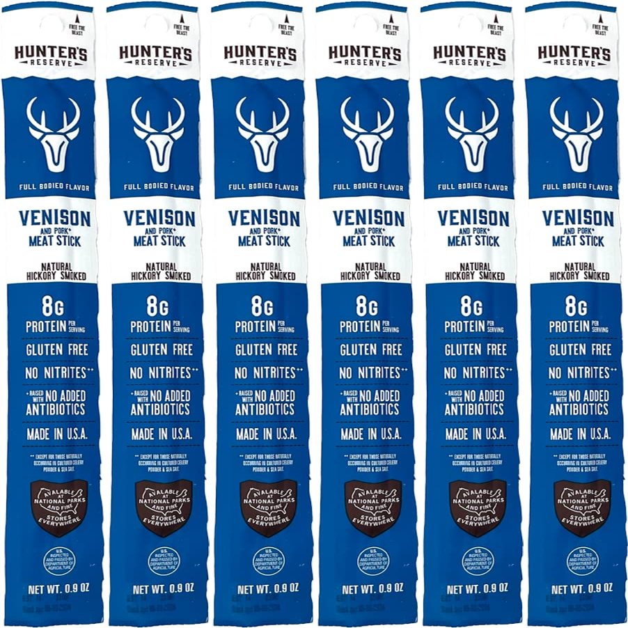 Hunter's Reserve - Exotic Meat Trail Sticks - Adventure You Can Taste - Wild Game Jerky Sticks (VENISON, 6ct)