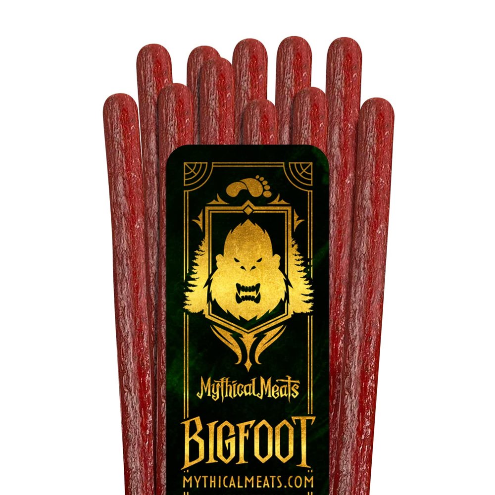 Mythical Meats Humanoid Flavor Bigfoot 12-Pack Snack Sticks Peppered Elk and Beef Dried & Dehydrated Meats Seasoned to Perfection High Protein Snacks