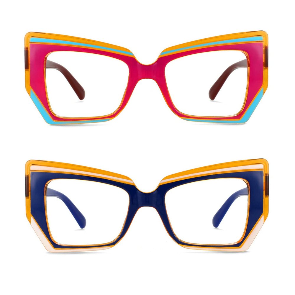 laureles 2 Pack Mix Polygon Computer Reading Glasses Women Blue Light Blocking Eyeglasses Frames for Men (2 Pack Mix, 1.5, multiplier_x)