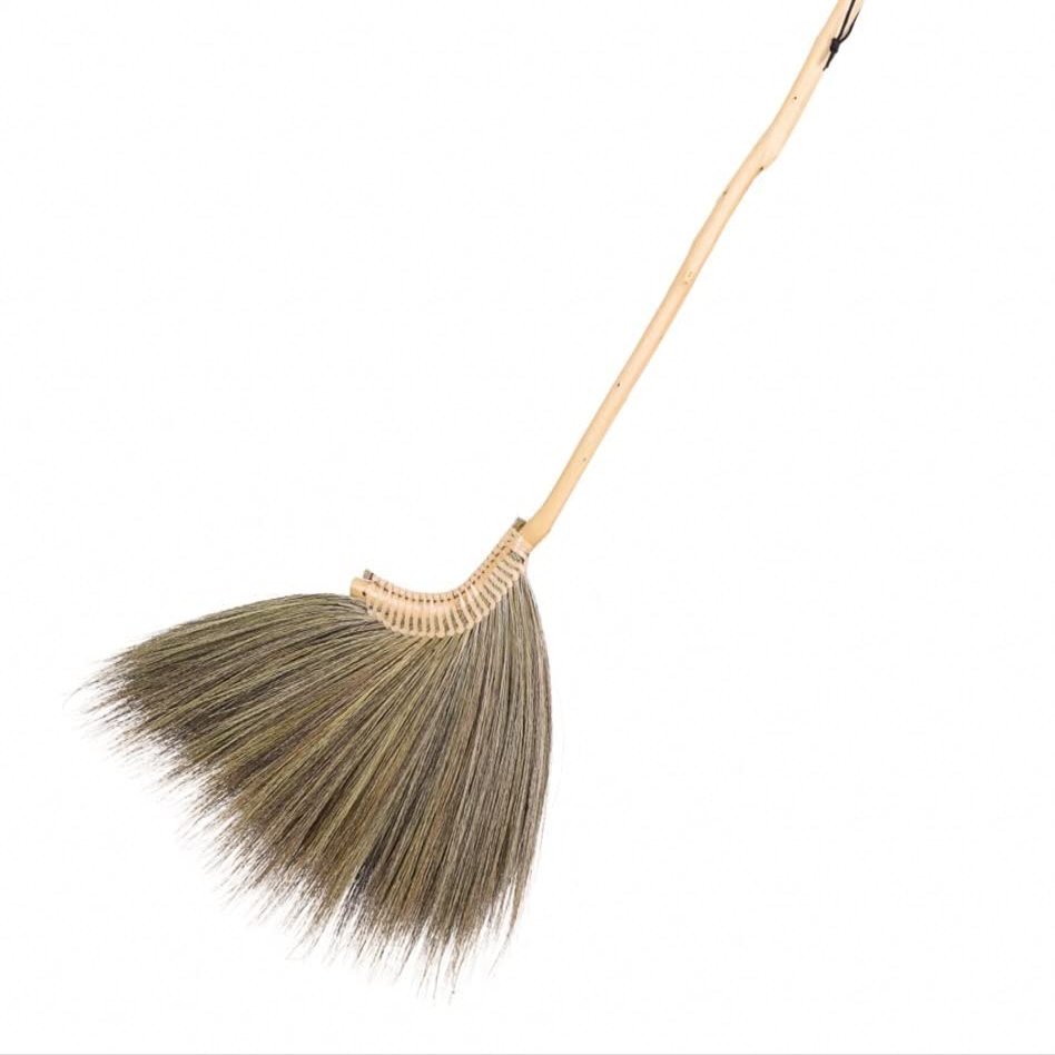 SKENNOVA - Hand Crafted Broom - Traditional Natural Grass Broom Bamboo Stick Handle Handmade Size 40 inch