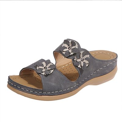 AOVIN Women Orthotic Slides Comfortable Orthopedic Sandals Walking Sandals with Arch Support (Color : Dark Gray, Size : 10.5 US)