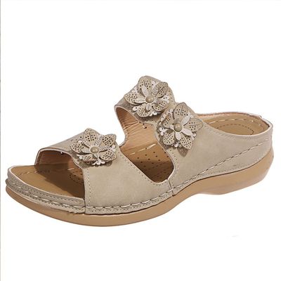 AOVIN Women Orthotic Slides Comfortable Orthopedic Sandals Walking Sandals with Arch Support (Color : Apricot, Size : 9.5-10 US)
