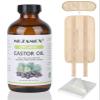 MUZAMOX Castor Oil Pack Wrap & 8fl.oz Glass Bottle Set, Organic Cold-Pressed Unrefined Castor Oil Included view 1