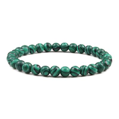 6mm Natural Stone Men Beaded Bracelets Red Beads Bracelet Elastic Rope Bangle Women Yoga,Malachite