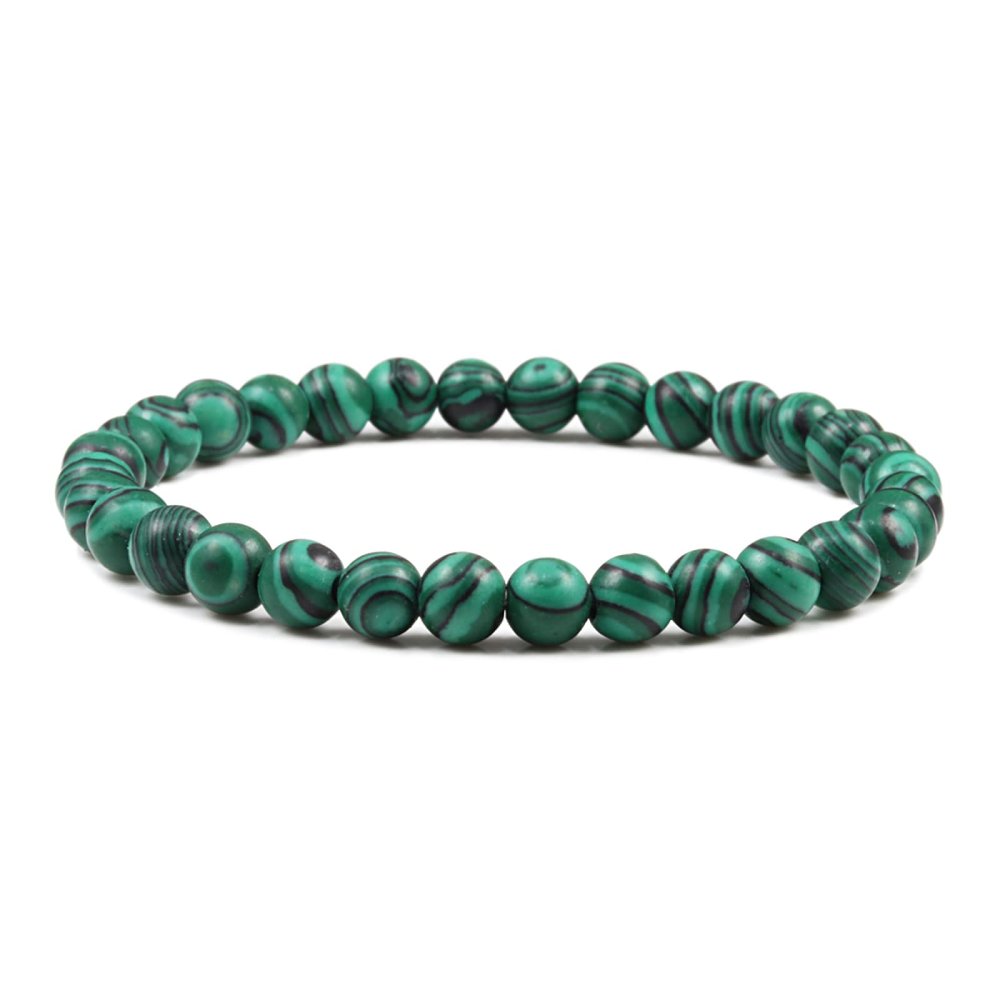 6mm Natural Stone Men Beaded Bracelets Red Beads Bracelet Elastic Rope Bangle Women Yoga,Malachite