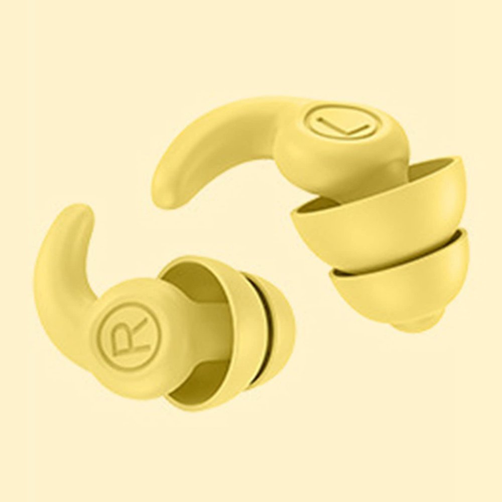 1 Pair Noise Cancelling Earplugs, Silicone Soft Reusable Quiet Ear Plugs for Studying Working Reading (Yellow