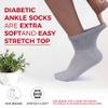 12 pairs Extra Wide Diabetic Cotton Socks -Quarter Non-Binding, Ankle Socks (Size 10-15) Grey view 2