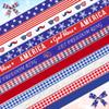 12 PCS Veterans Day Patriotic Ribbons for Crafting, 3/8" Width Grosgrain Ribbons American Stripes Stars Craft Ribbon Red Blue Memorial Day Decoration Ribbons for Gift Wrapping Supplies view 1