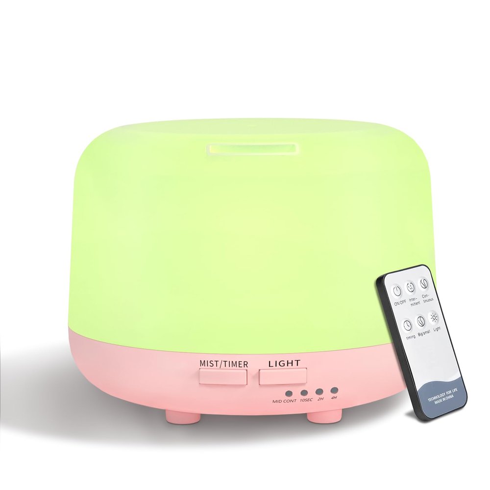 300ML Essential Oil Diffusesrs Remote Control, Aromatherapy Ultrasonic Diffuser, Cool Mist Aroma Humidfier Diffuser, 7 Color Changing LED Light, Auto-Off, Timer for Home, Room, Office, Kids.(Pink)