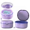 MURRI&MURRDI Retainer Case, Denture Bath Box with Strainer Basket, Mouth Guard Case Purple Braces Cleaner Cup, Cute Denture Holder Retainer Storage Soak Container for Travel (D Purple) view 1