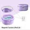 MURRI&MURRDI Retainer Case, Denture Bath Box with Strainer Basket, Mouth Guard Case Purple Braces Cleaner Cup, Cute Denture Holder Retainer Storage Soak Container for Travel (D Purple) view 2