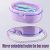 MURRI&MURRDI Retainer Case, Denture Bath Box with Strainer Basket, Mouth Guard Case Purple Braces Cleaner Cup, Cute Denture Holder Retainer Storage Soak Container for Travel (D Purple) view 3