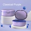 MURRI&MURRDI Retainer Case, Denture Bath Box with Strainer Basket, Mouth Guard Case Purple Braces Cleaner Cup, Cute Denture Holder Retainer Storage Soak Container for Travel (D Purple) view 4