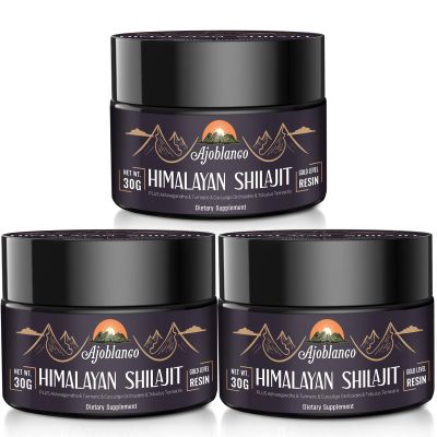 Ajoblanco 600mg Natural Himalayan Organic Shilajit Resin - Himalayan Gold Shilajit Resin with Organic Ayurvedic Blend in High Potency for Energy, Strength & Immunity, Pack of 3
