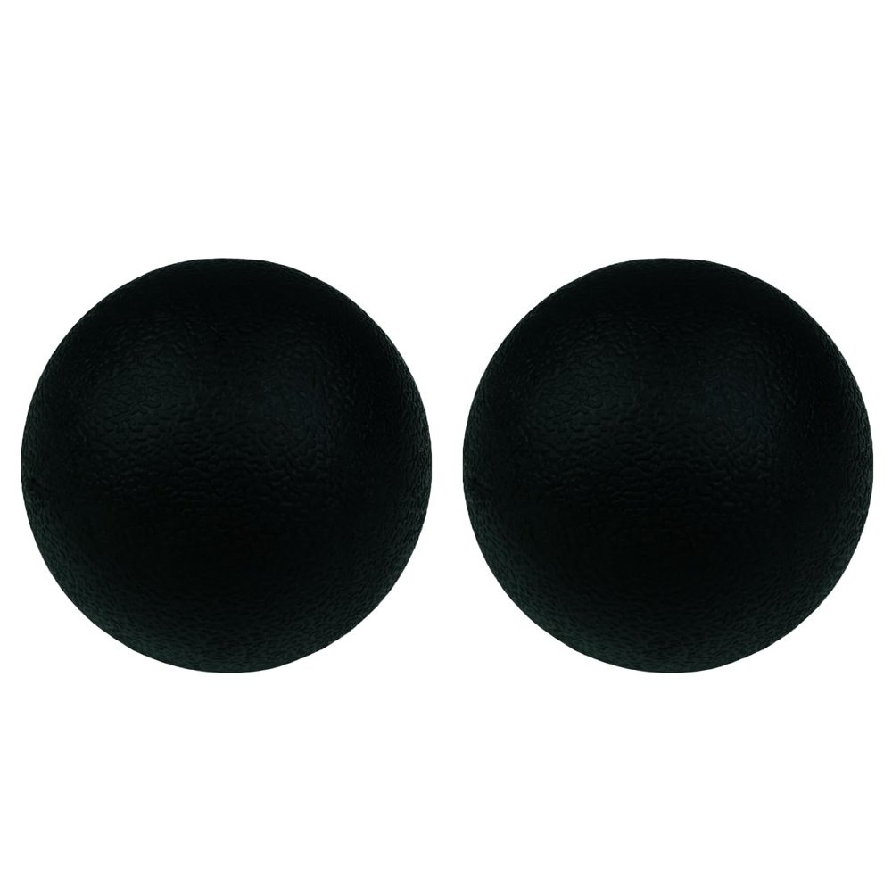 Small Hard Massage Ball 2 Pack. Lacrosse Ball Size Fascia Balls for Trigger Point Deep Tissue Myofascial Release Muscle Relax Plantar Fasciitis Relief Physiotherapy Yoga Pilates (Black)