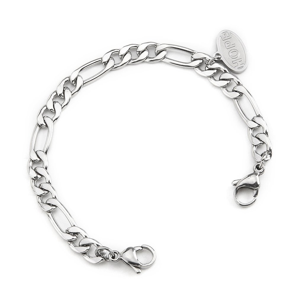BAIYI HOPE Stainless Steel Figaro Chain Interchangeable Medical Alert ID Bracelets