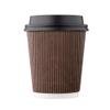 [150 SET]Harvest Pack 8 oz Disposable Coffee Cups, Insulated Ripple Double-Walled Paper Cup with Lid, Brown Geometric, Tea Hot Chocolate Drinks To go coffee cups view 1