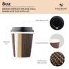 [150 SET]Harvest Pack 8 oz Disposable Coffee Cups, Insulated Ripple Double-Walled Paper Cup with Lid, Brown Geometric, Tea Hot Chocolate Drinks To go coffee cups view 2