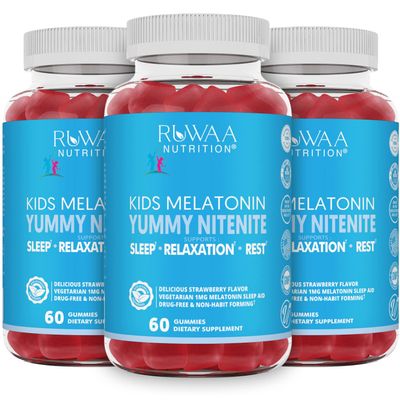 Melatonin 1mg Gummies for Kids, Safe, Drug-Free & Effective Natural Sleep Aid Supplement for Children. Kids 1mg Melatonin Gummy, Gluten-Free Vegetarian Restful Sleep Products for Ages 4+. 180ct (3)