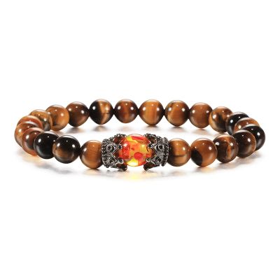 8mm Men Bracelets Black Lava Beads Bracelet Adjustable Braided Rope Bangles Couple Distance Women Yoga,Tiger Eye E
