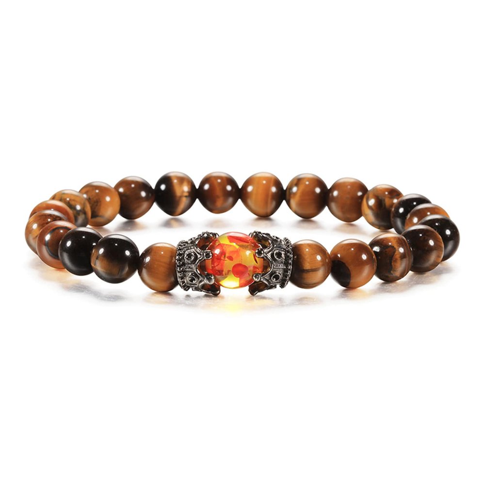 8mm Men Bracelets Black Lava Beads Bracelet Adjustable Braided Rope Bangles Couple Distance Women Yoga,Tiger Eye E