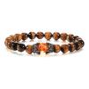 8mm Men Bracelets Black Lava Beads Bracelet Adjustable Braided Rope Bangles Couple Distance Women Yoga,Tiger Eye E view 1