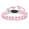 8mm Tiger Eye Stone Beads Bracelet Adjustable Braided Rope Bangles Natural Lava Rock Men Women Yoga Bracelets,Pink Cat Eye view 1