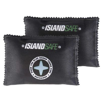 ISLANDSAFE Rechargeable Safe Dehumidifier Bag 200g, Microwave Fast Reactivated Desiccant, Moisture Absorbing Packet for Safes, Cabinets, Home Closets, Car, Black (2, 5x3.5inch)