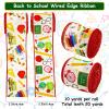 20 Yards Back to School Wired Edge Ribbons School Themed Decorative Fabric Ribbon School Supplies Pattern Wrapping Ribbon for DIY Crafts Bow Wreath Sewing Gift Wrapping,2 Styles view 2
