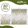AnyDesign 80 Pack Floral Luncheon Napkins Wildflower Disposable Paper Botanical Green Leaves Herbs Dinner Hand Napkin for Home Kitchen Bathroom Holiday Party Supplies, 6.5 x Inch (A1737) view 2