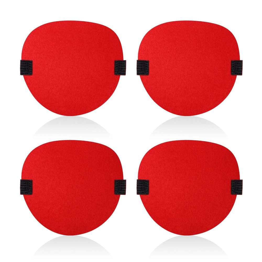 4pcs Eye Patches for Adults, Soft 3D Adjustable Lazy Eye Patches Eye Patches for Left & Right Eye for Improving Weak Vision Strabismus, Surgery Recovery Period (Red)