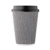[100 SET]Harvest Pack 12 oz Disposable Coffee Cups, Insulated Ripple Double-Walled Paper Cup with Lids, Black and White Geometric, Tea Hot Chocolate Drinks To go coffee cups view 1