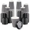 [400 SET]Harvest Pack 12 oz Disposable Coffee Cups, Insulated Ripple Double-Walled Paper Cup with Lid, Black and White Geometric, Tea Hot Chocolate Drinks To go coffee cups view 1