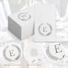 200 Pack Monogrammed Disposable Napkins Silver Foil Letter E Guest Napkins Initial Disposable Hand Paper Towels for Wedding Engagement Baby Shower Party Home Kitchen Bathroom Dinner Decorative Towels view 2