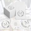 200 Pack Monogrammed Disposable Napkins Silver Foil Letter M Guest Napkins Initial Disposable Hand Paper Towels for Wedding Engagement Baby Shower Party Home Kitchen Bathroom Dinner Decorative Towels view 4