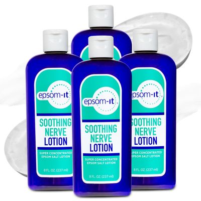 Epsom-It Soothing Nerve Lotion - Epsom Salt Magnesium Lotion, Topical Magnesium Cream with Capsaicin & Arnica to Provide Comfort for Legs, Knee and Feet, 8.0 oz., 4-Pack