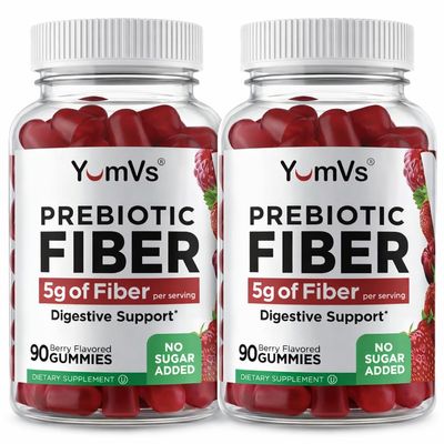 Yum-Vs - Prebiotic Fiber Gummies for Adults & Kids - 5g Digestive Aid Gummy Fiber Supplement - Keto Friendly Prebiotic Daily Fiber Supplement for Women & Men - No Sugar Added Dietary Fiber (90 Count)