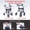 Bsetain Lightweight Steel Rollator Car 4 Wheels Foldable Walker with Reversible Cushion and Seat, Storage Shelf, Adjustable Handle Height (Color : Red) view 3