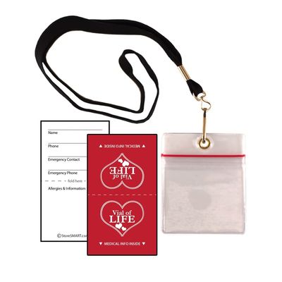 Vial of Life - Zip Top 2" x 2 3/8" - Medical Info Hanging Pocket with Lanyard - 3 Pack - ALERTIDZIP-VOL-3