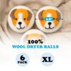 Smart Sheep Wool Dryer Balls - 6-Pack - XL Premium Natural Fabric Softener Award-Winning - Wool Balls Replaces Dryer Sheets - Wool Balls for Dryer - Laundry Balls for Dryer (Playful Pups) view 2