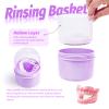 Uouovo Large Denture Case, No-Leak Denture Container Cups for Soaking Full & Partial Dentures, Retainer Cleaning Box, Denture Bath Cup for Travel (purple) view 3
