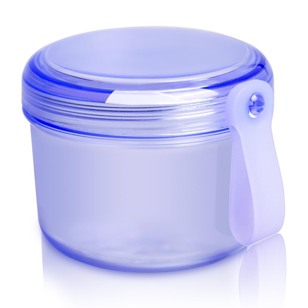 Uouovo Large Denture case, No-Leak Denture Bath Box Denture Cup, Retainer Cleaning Box, Complete Clean Care for Dentures, Clear Braces, Mouth Guard, Night Guard & Retainers (transparent blue)