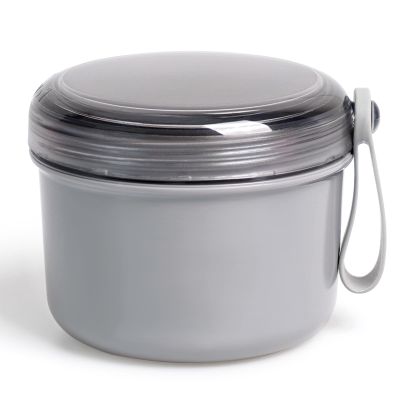 Uouovo Large Denture Bath Cup No Leak Denture Case Retainer Cleaner Case Complete Cleaning Care Denture Clear and Retainer Denture Holder for Soaking (grey)